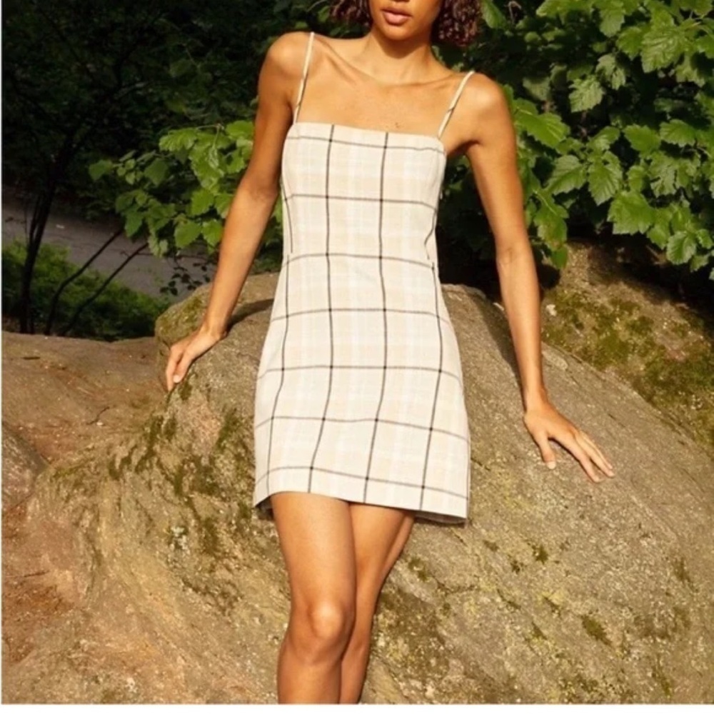 Aritzia Wilfred  New Classic Check Mini Dress Sz 8